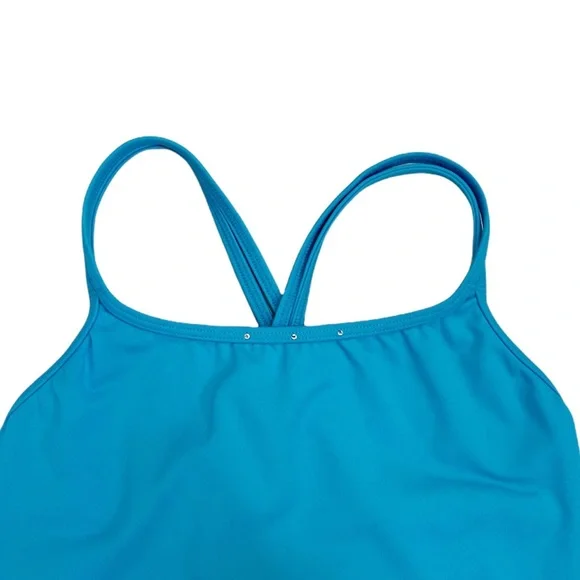 Bloch Double Strap Mesh Back Bow Leotard in Turquoise - Picture 3 of 5